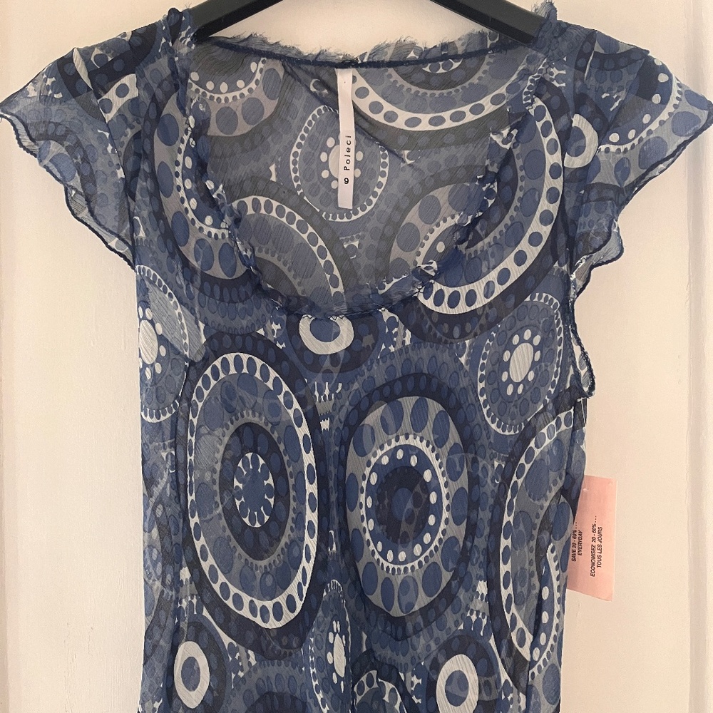 NWT POLECI SILK TRANSPARENT TOP